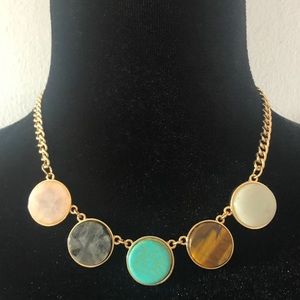 Multi Colored Marble-like Circles Statement Necklace